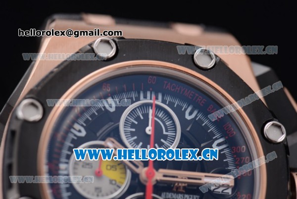 Audemars Piguet Royal Oak Offshore Grand Prix Automatic Chronograph Miyota OS10 Quartz Rose Gold Case with Black Dial Stick Markers and Black Leather Strap (EF) - Click Image to Close